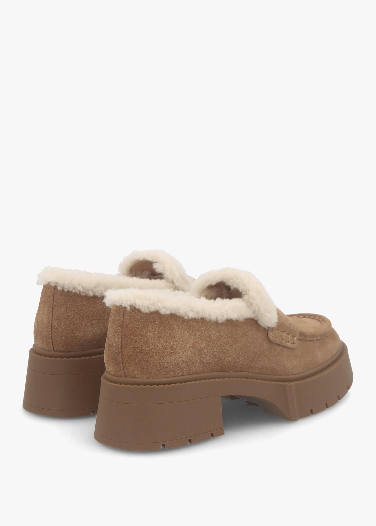 Leah Coconut Natural Suede Platform Loafers
