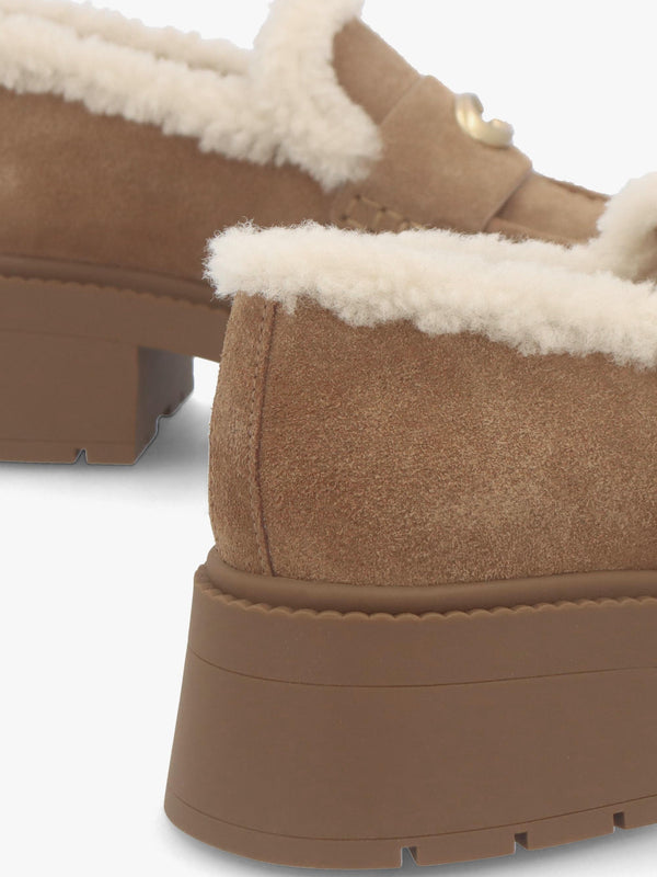 Leah Coconut Natural Suede Platform Loafers
