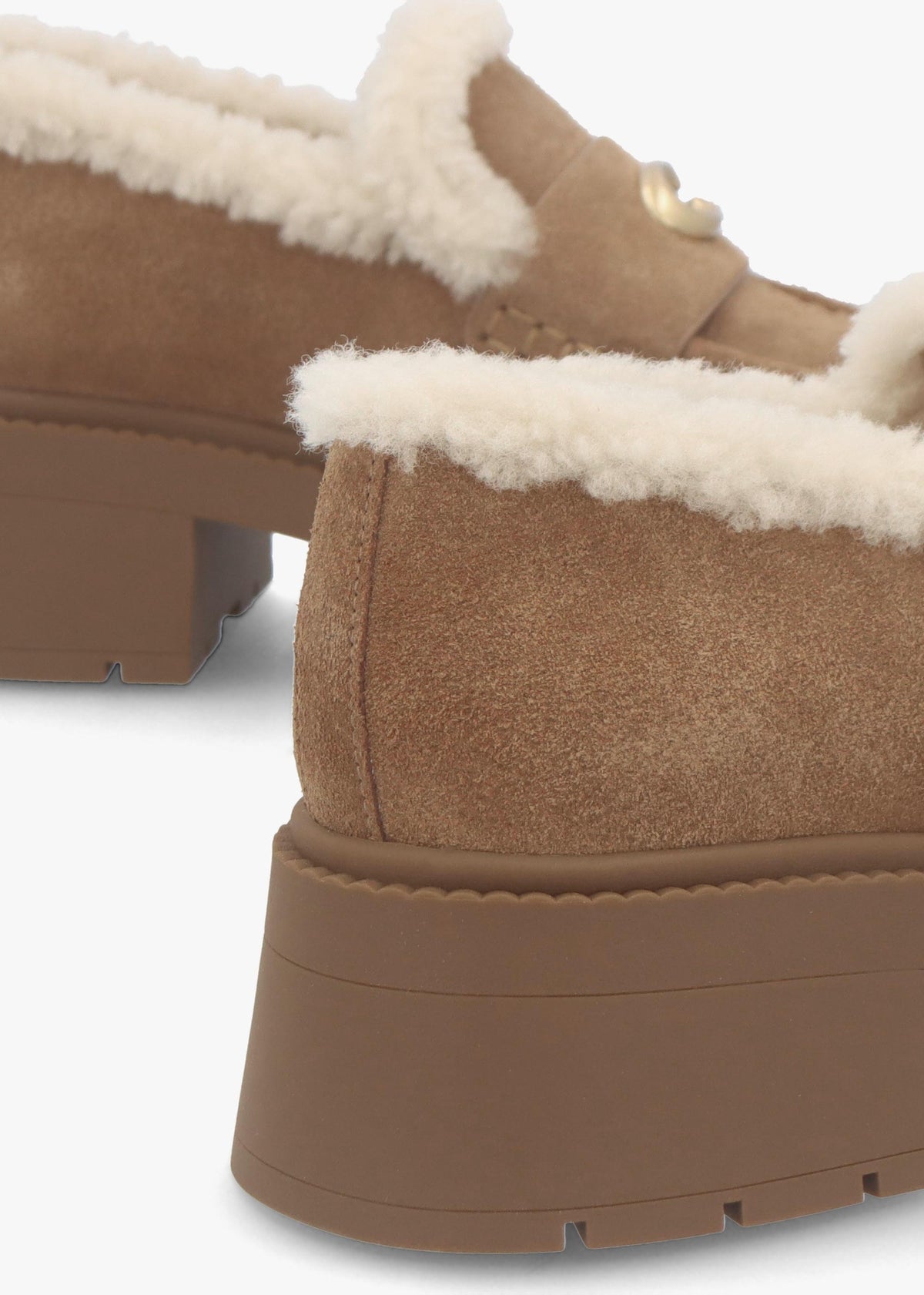 Leah Coconut Natural Suede Platform Loafers