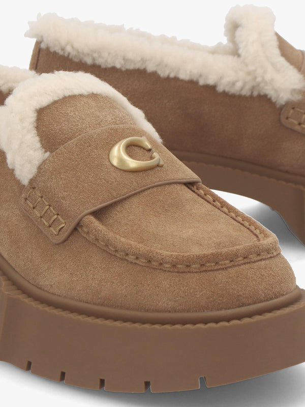 Leah Coconut Natural Suede Platform Loafers