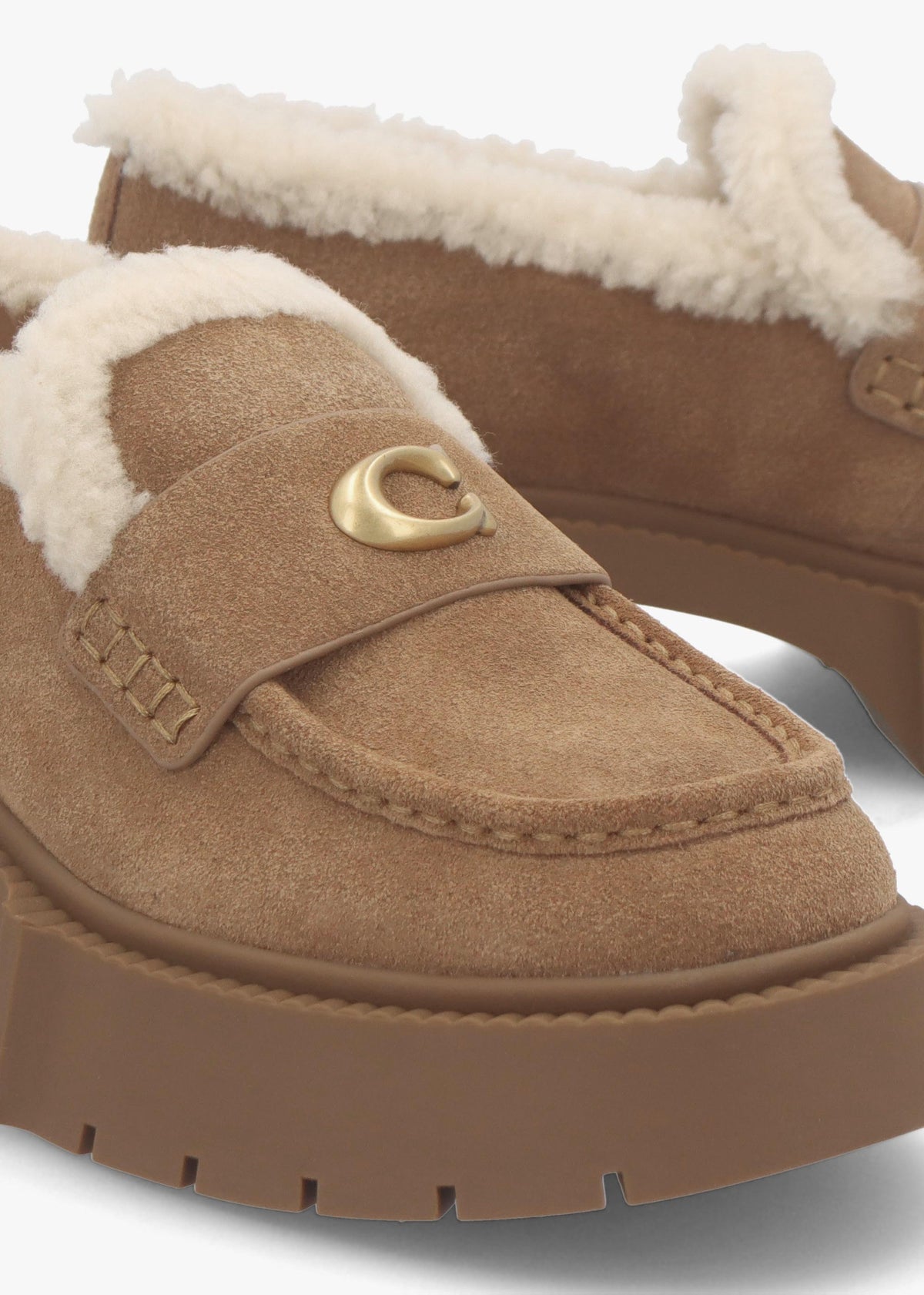 Leah Coconut Natural Suede Platform Loafers