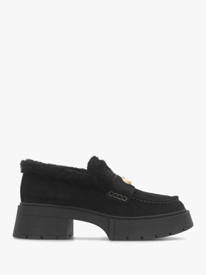 Leah Black Suede Platform Loafers