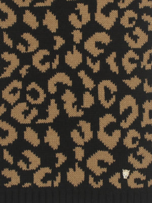 Cleo Black Leopard Print Scarf