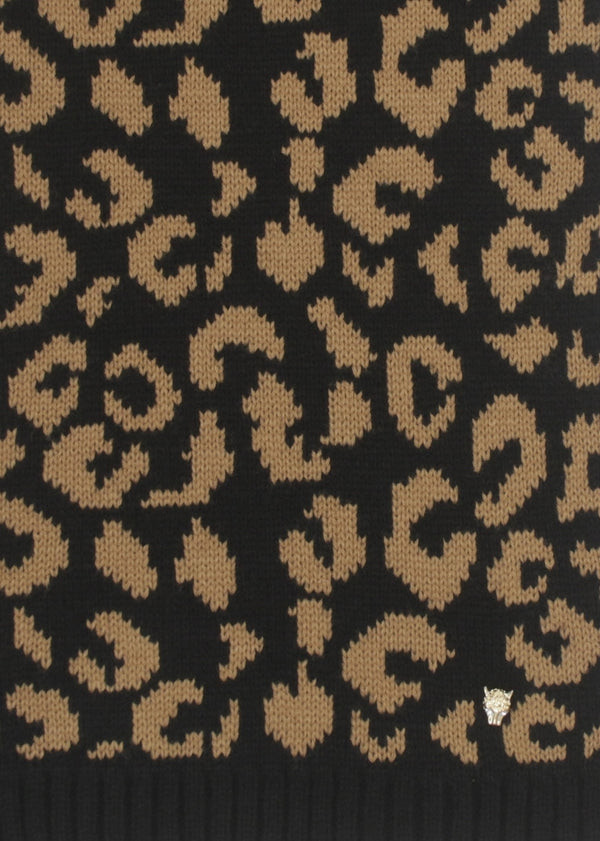 Cleo Black Leopard Print Scarf