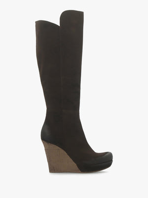 Wisdom Brown Suede Knee High Wedge Boots