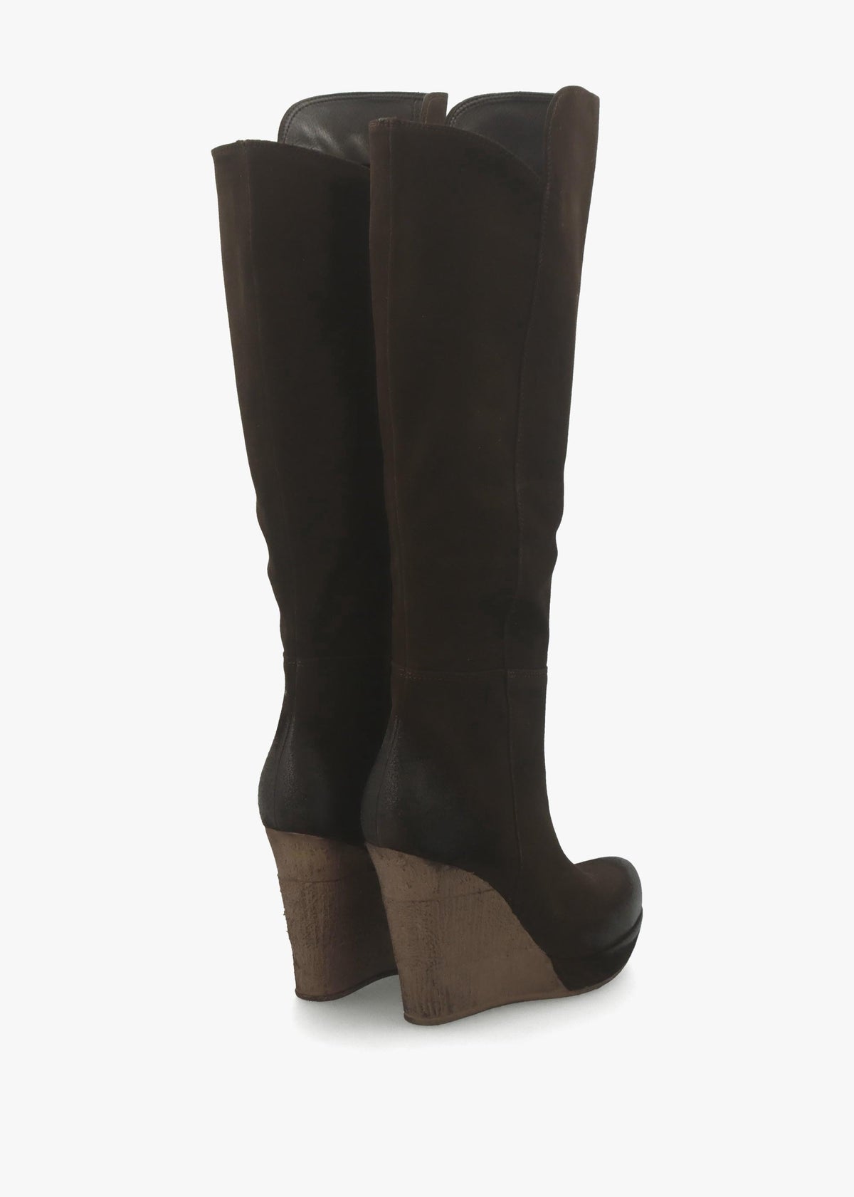 Wisdom Brown Suede Knee High Wedge Boots