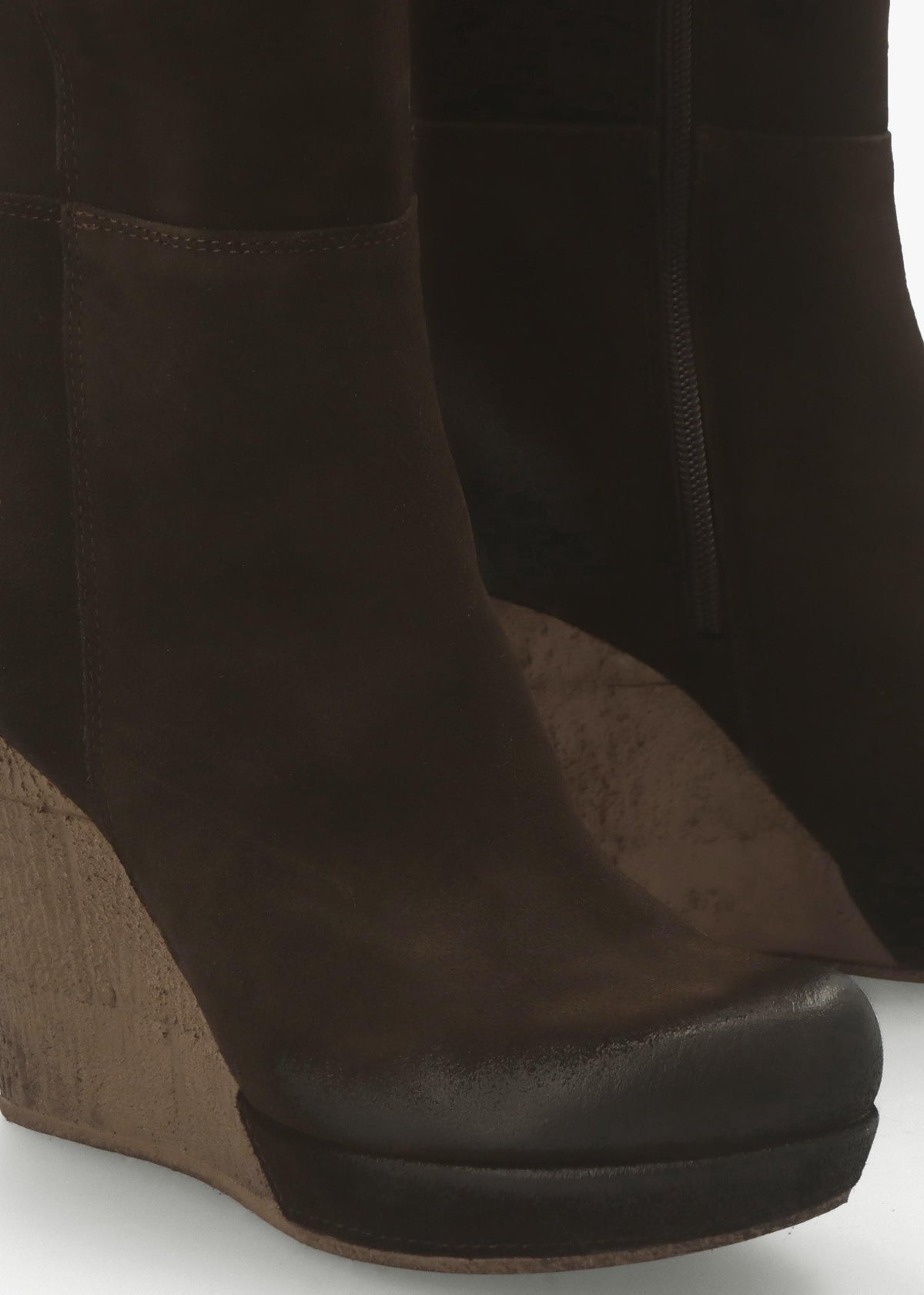 Wisdom Brown Suede Knee High Wedge Boots