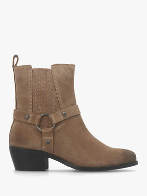 Pailia Taupe Suede Western Ankle Boots