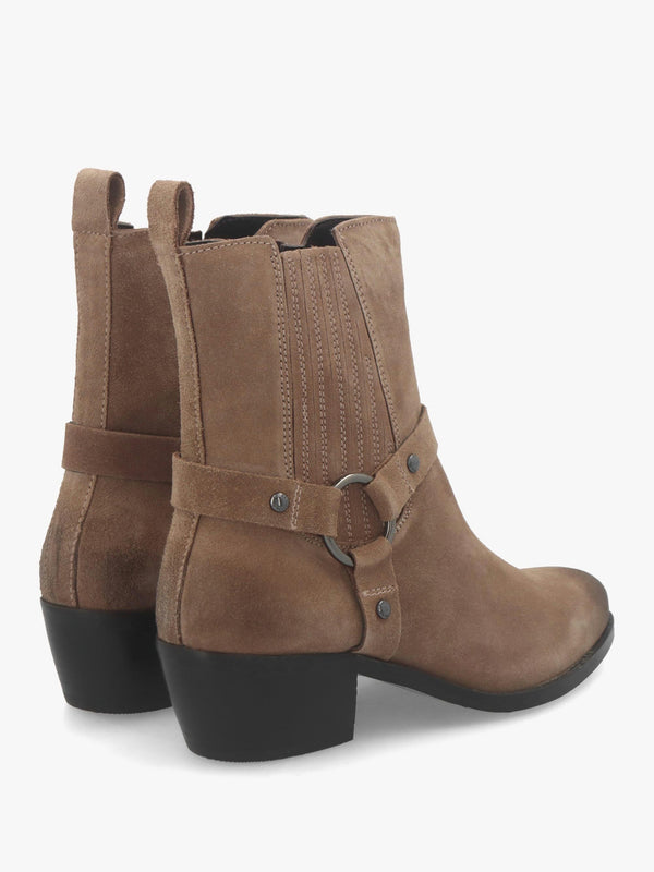 Pailia Taupe Suede Western Ankle Boots