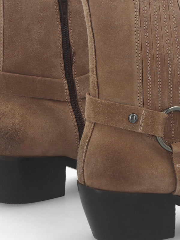 Pailia Taupe Suede Western Ankle Boots