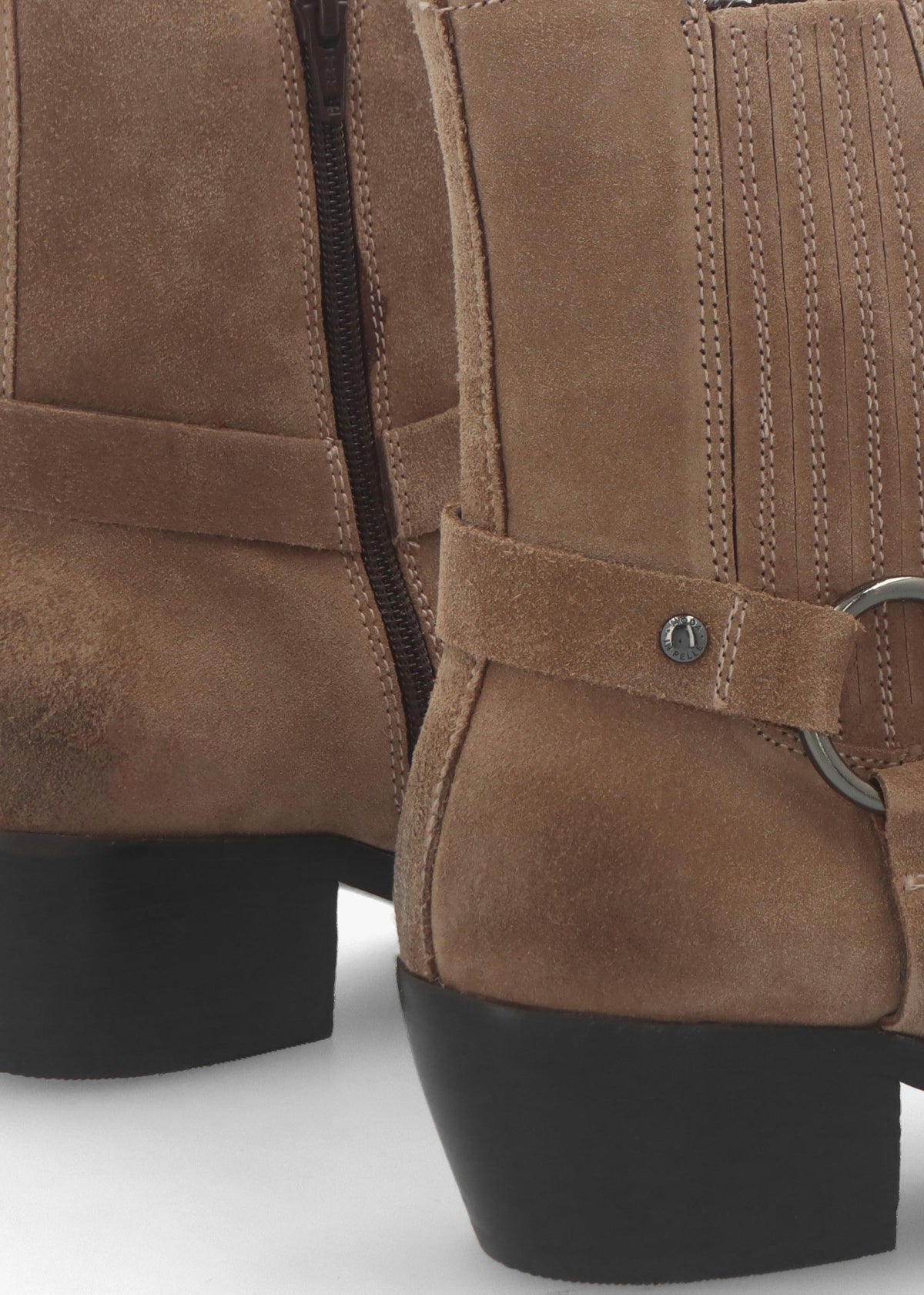 Pailia Taupe Suede Western Ankle Boots