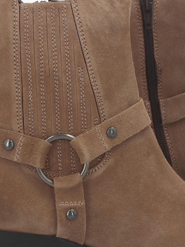 Pailia Taupe Suede Western Ankle Boots