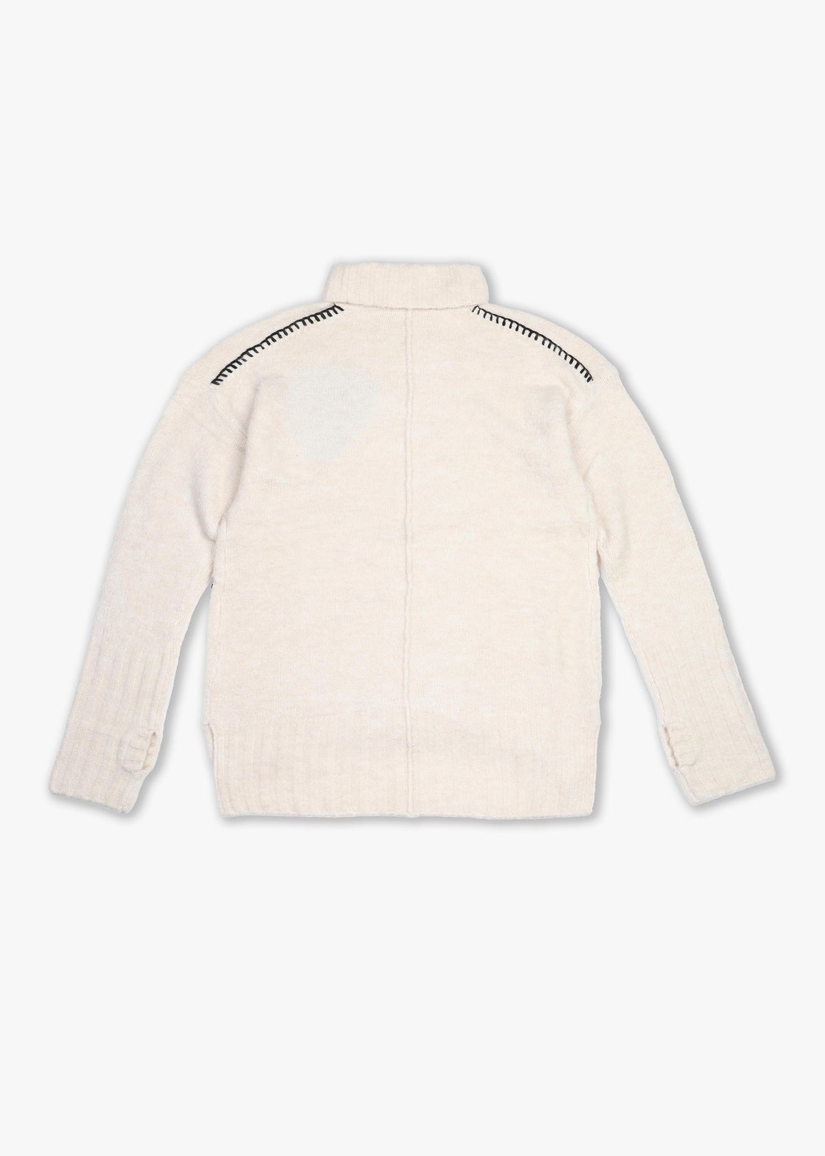 Roll Neck Heart Cream Knitted Jumper