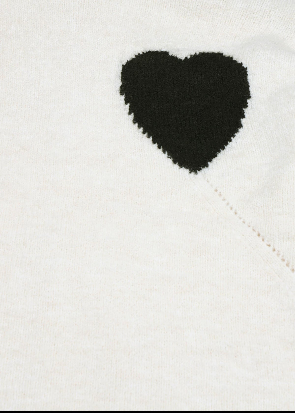 Roll Neck Heart Cream Knitted Jumper