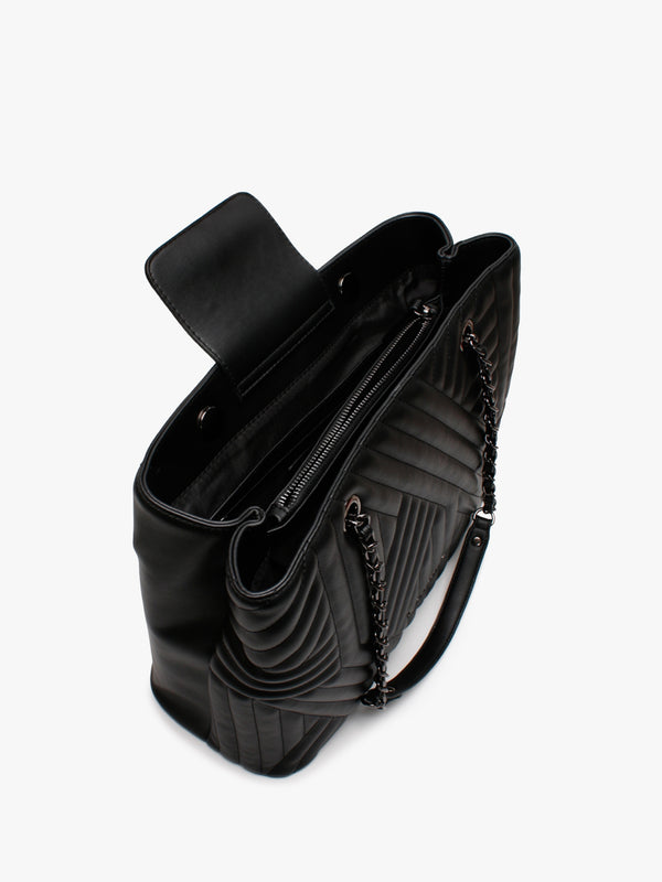 Signoria Black Quilted Tote Bag