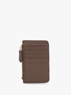 Brixton Taupe Zip Card Case