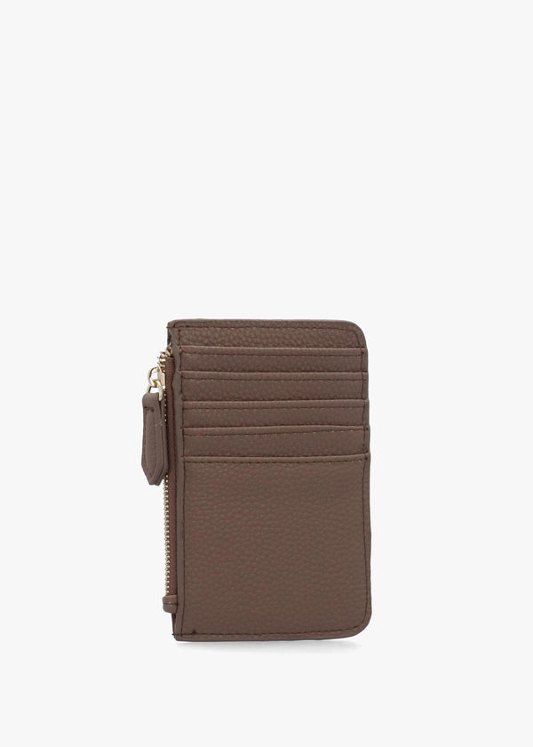 Brixton Taupe Zip Card Case