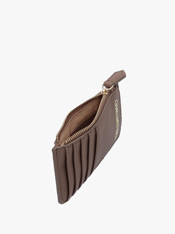 Brixton Taupe Zip Card Case