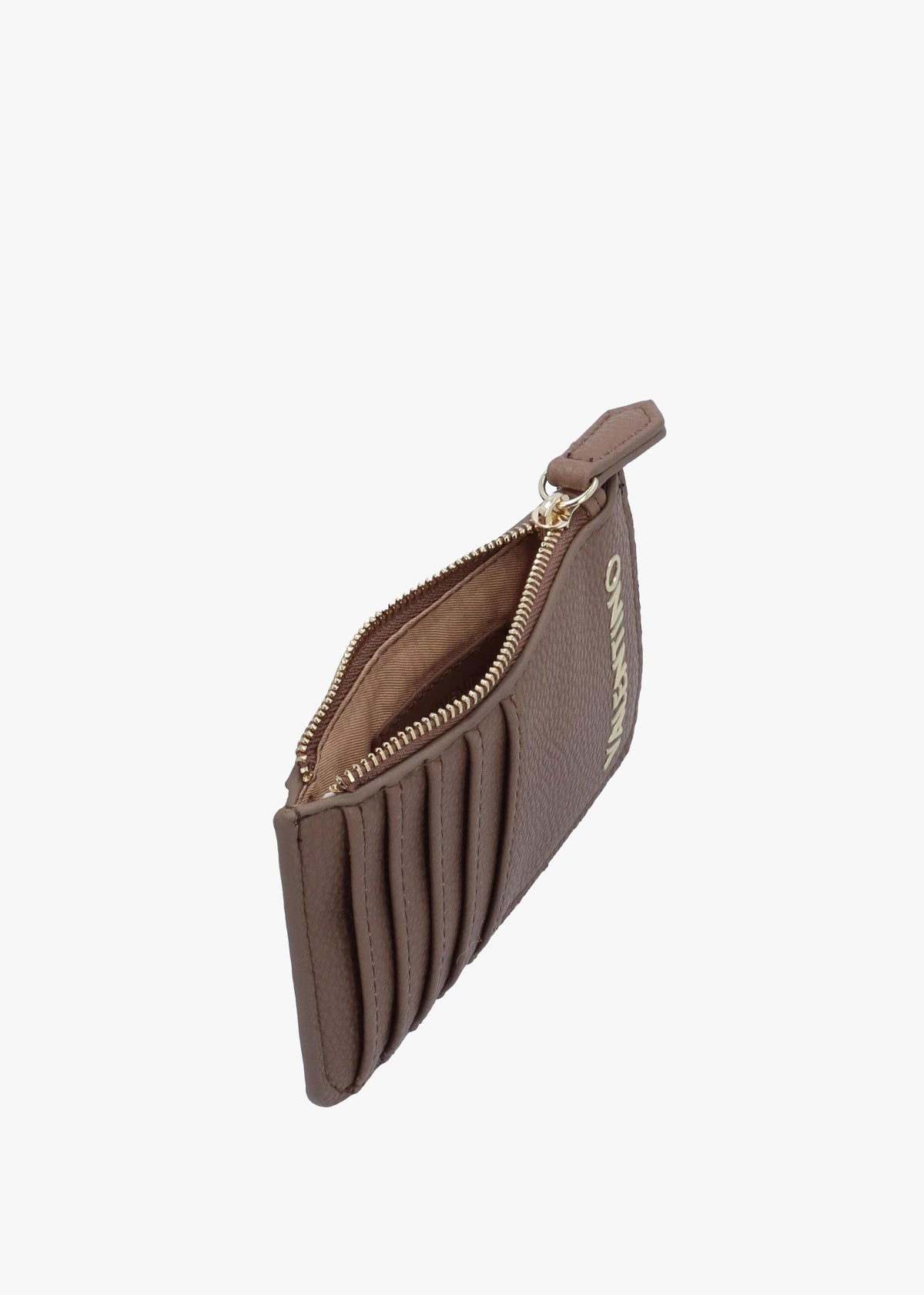 Brixton Taupe Zip Card Case
