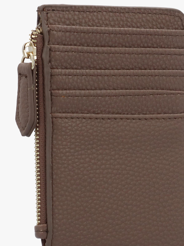 Brixton Taupe Zip Card Case