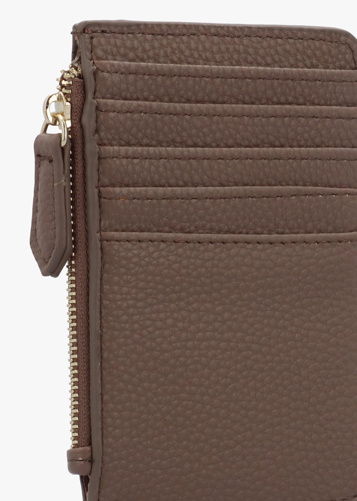 Brixton Taupe Zip Card Case