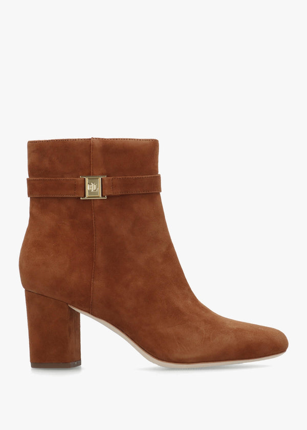 Kellie Lauren Tan Suede Block Heel Ankle Boots