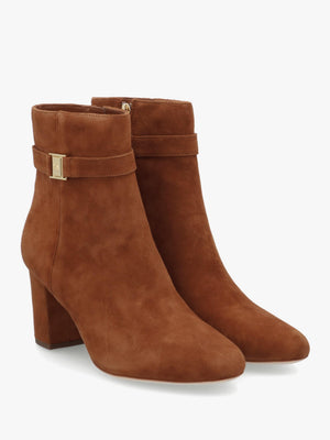 Kellie Lauren Tan Suede Block Heel Ankle Boots