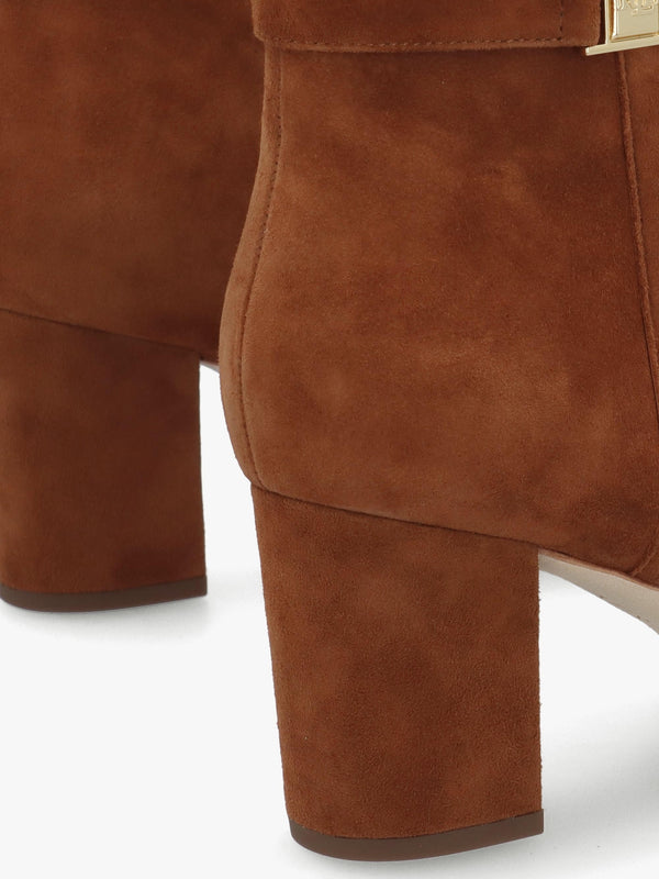 Kellie Lauren Tan Suede Block Heel Ankle Boots