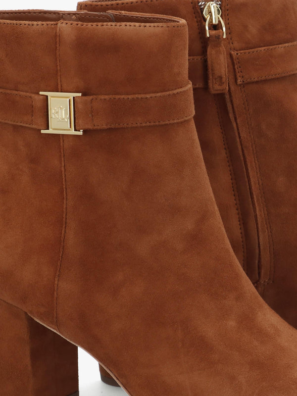 Kellie Lauren Tan Suede Block Heel Ankle Boots