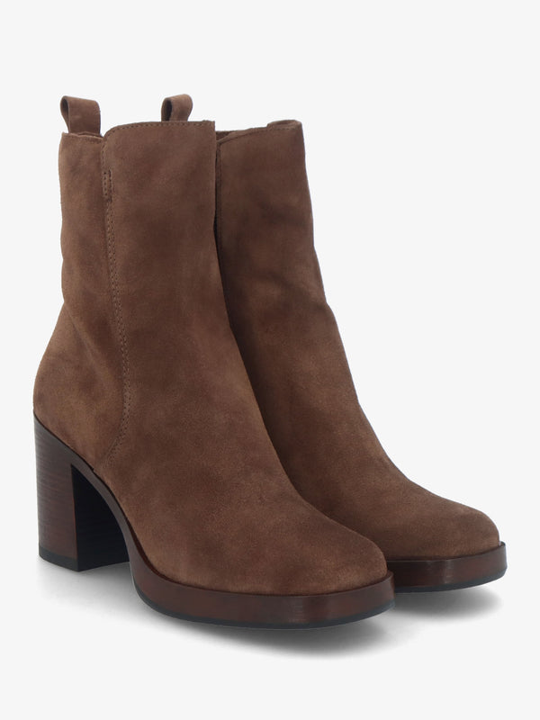 Mosie Brown Suede Block Heel Ankle Boots