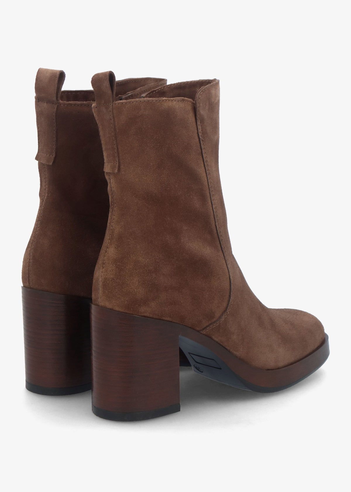Mosie Brown Suede Block Heel Ankle Boots