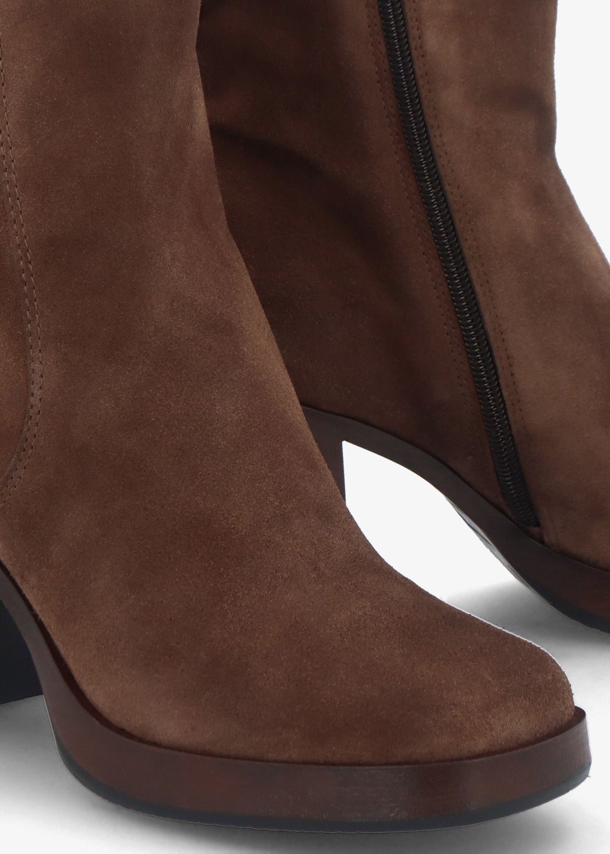 Mosie Brown Suede Block Heel Ankle Boots
