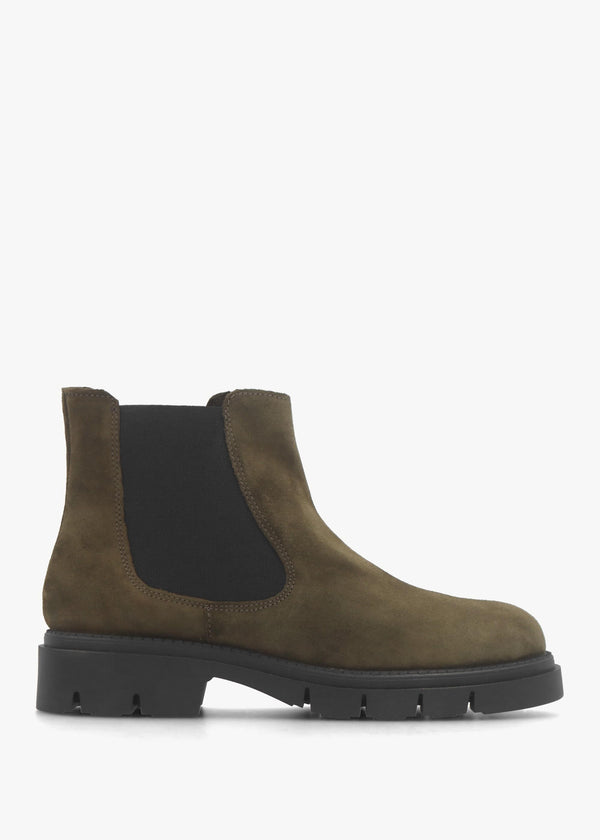 Leah Khaki Suede Chelsea Boots