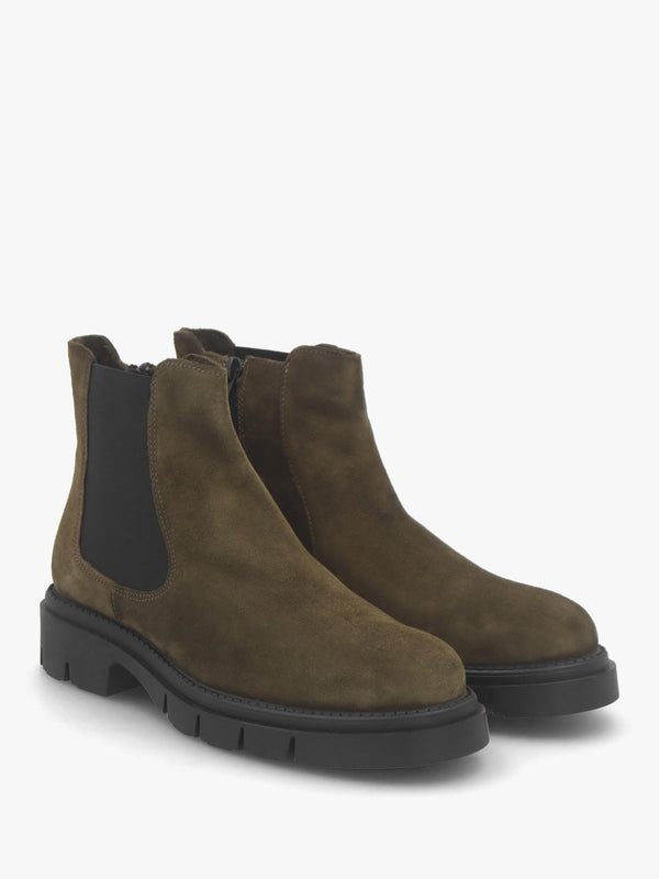 Leah Khaki Suede Chelsea Boots