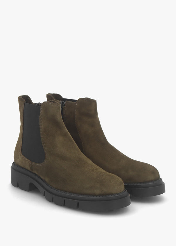 Leah Khaki Suede Chelsea Boots