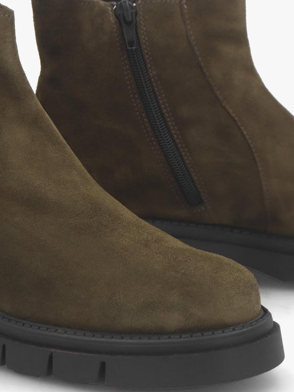 Leah Khaki Suede Chelsea Boots