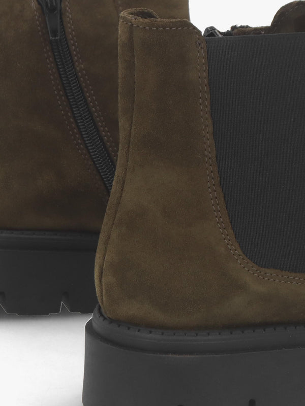 Leah Khaki Suede Chelsea Boots