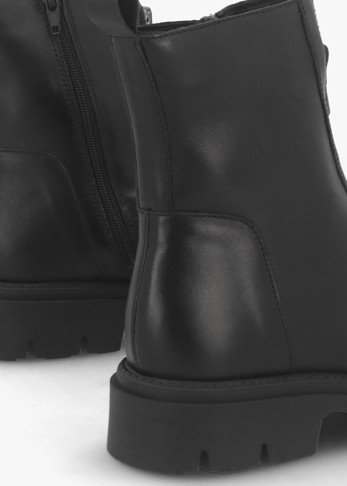 Lippy Black Leather Front Zip Ankle Boots