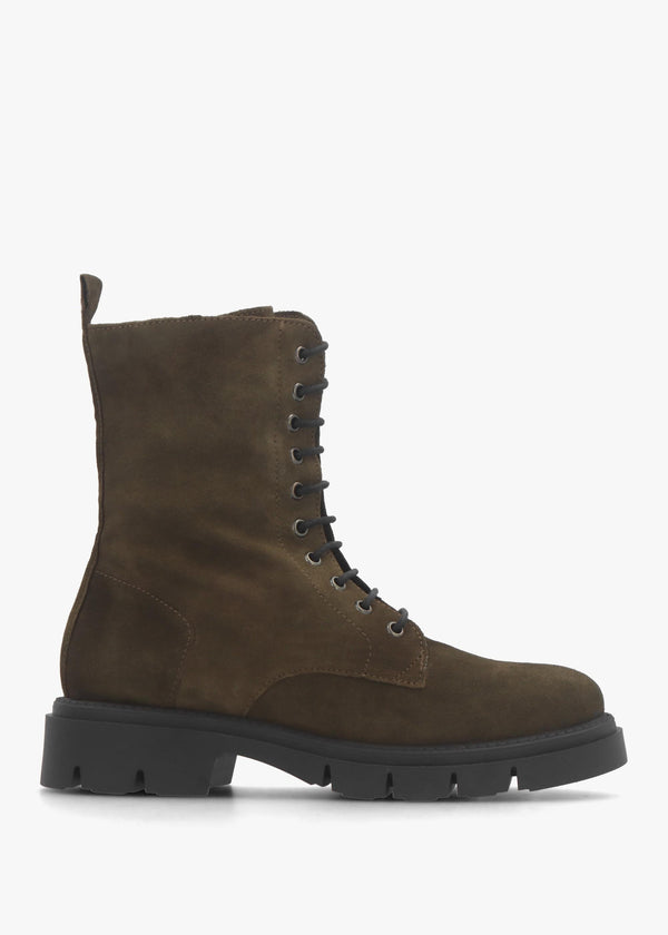 Lacie Khaki Suede Lace Up Ankle Boots
