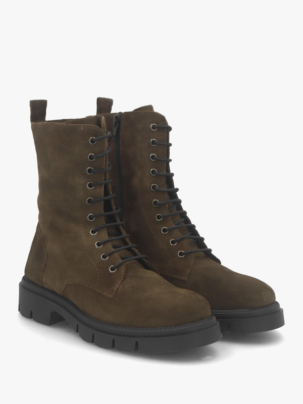 Lacie Khaki Suede Lace Up Ankle Boots