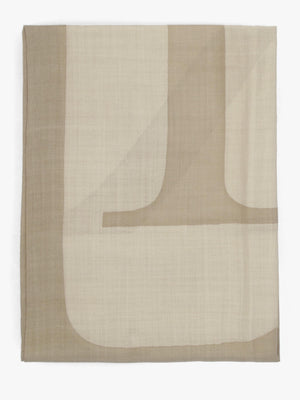 Logo Jacquard Wool-Silk Taupe Square Scarf