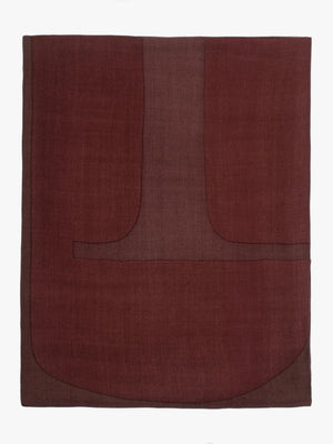Logo Jacquard Wool-Silk Burgundy Square Scarf