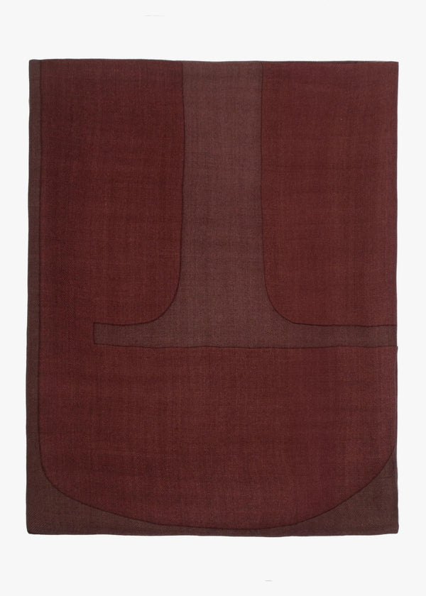 Logo Jacquard Wool-Silk Burgundy Square Scarf