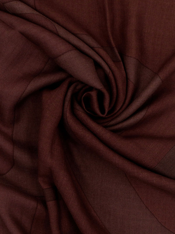 Logo Jacquard Wool-Silk Burgundy Square Scarf