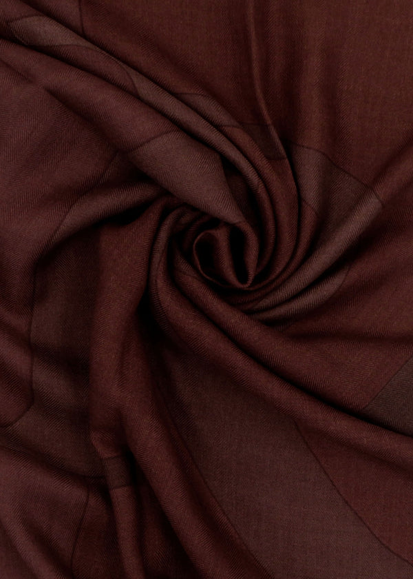 Logo Jacquard Wool-Silk Burgundy Square Scarf