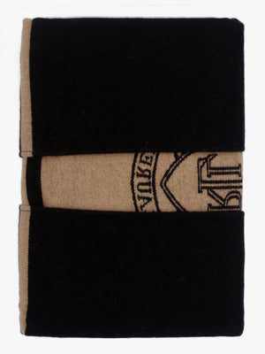 Logo Jacquard Black Wool Mix Cape