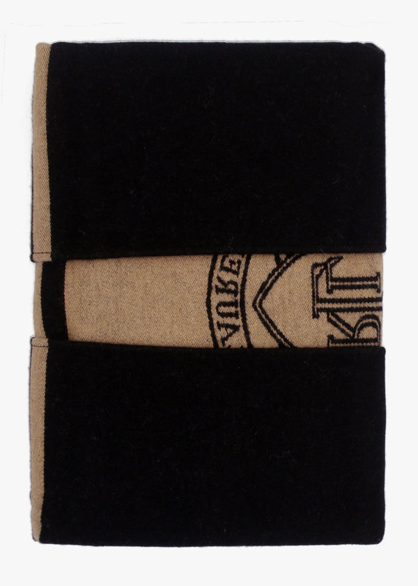 Logo Jacquard Black Wool Mix Cape