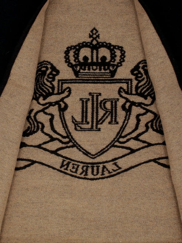 Logo Jacquard Black Wool Mix Cape