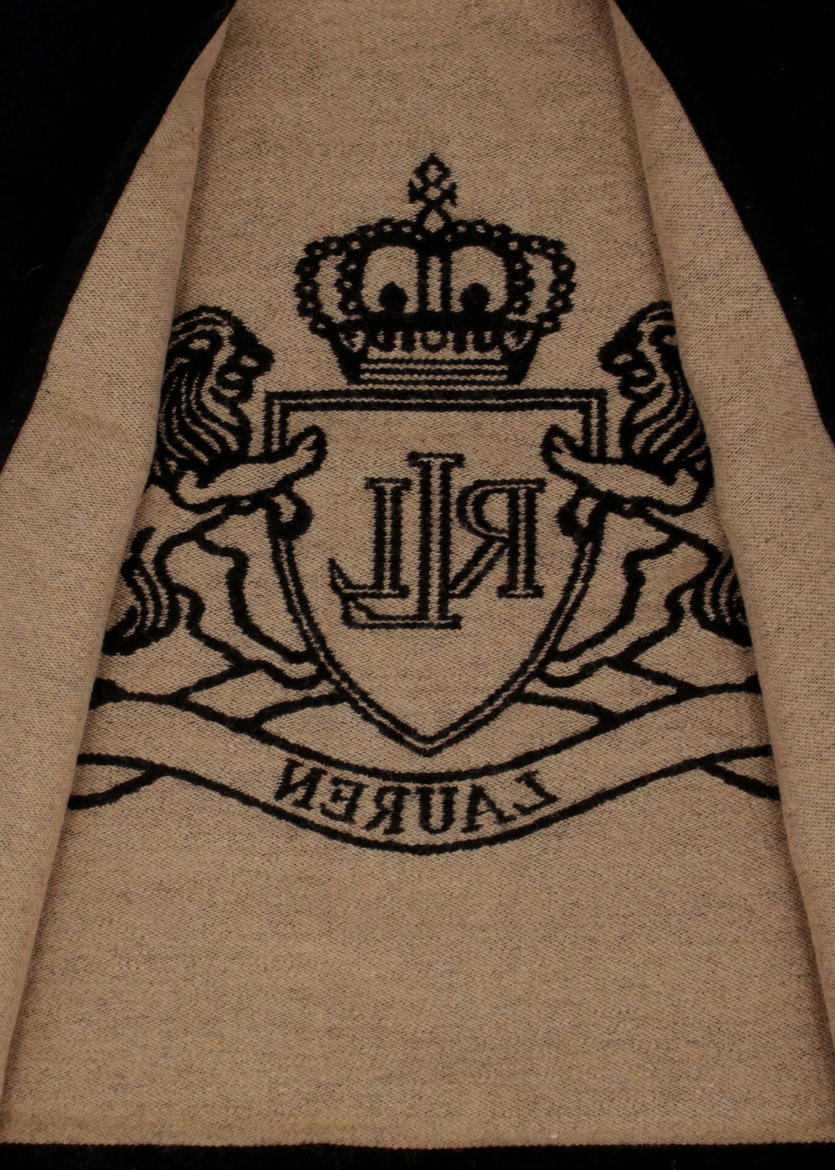 Logo Jacquard Black Wool Mix Cape