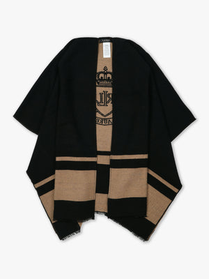 Logo Jacquard Black Wool Mix Cape